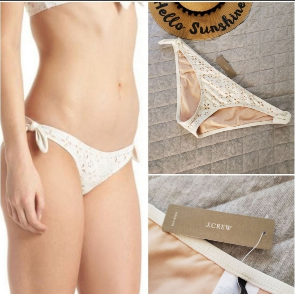 J Crew Laser-cut eyelet Bikini Swim Bottom Large New